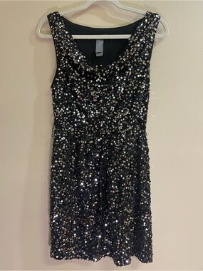 Bisou Bisou Michele Bohbot Black Sequin Mini Cocktail Dress Size 4